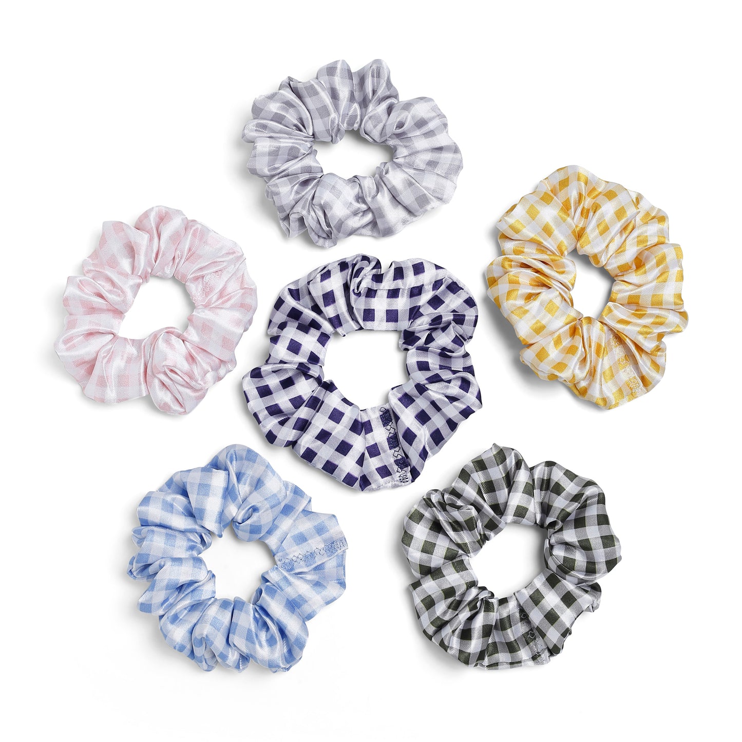 Checkes printed Rubber band printed Scrunchies set of 6 pc