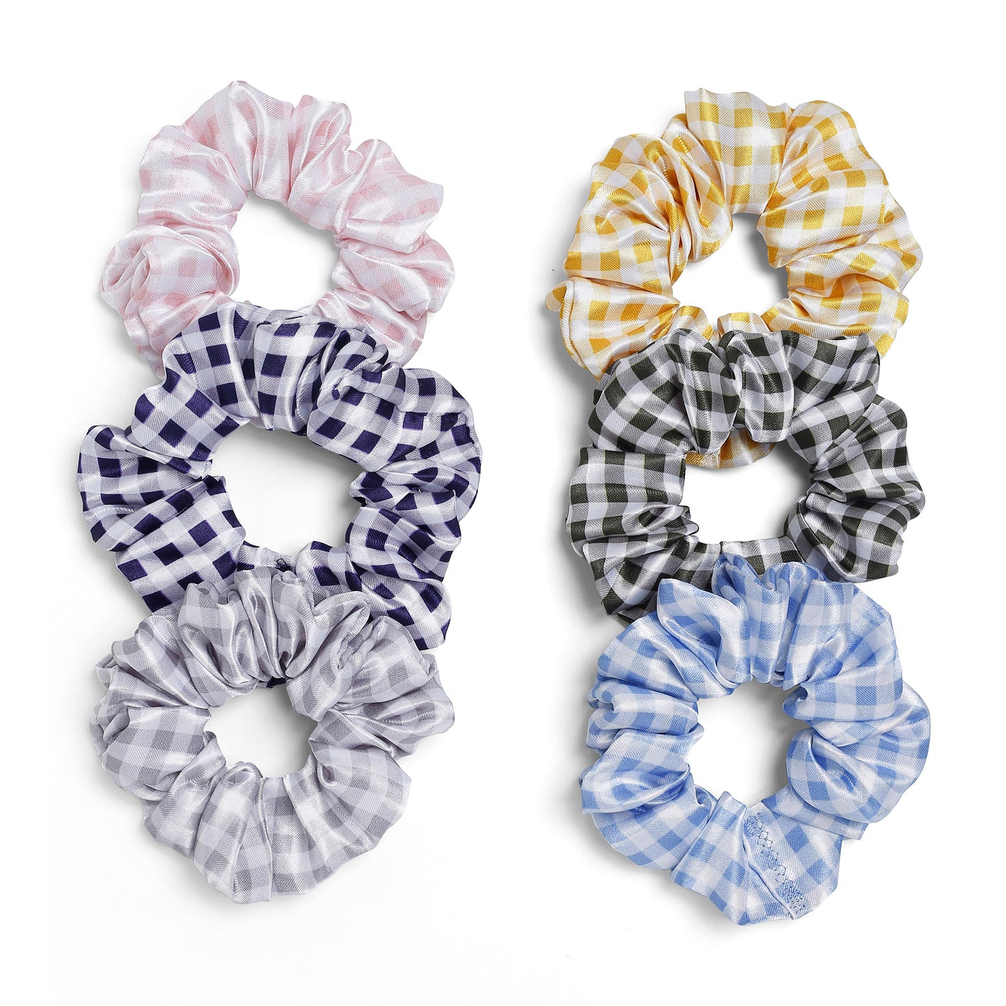 Checkes printed Rubber band printed Scrunchies set of 6 pc