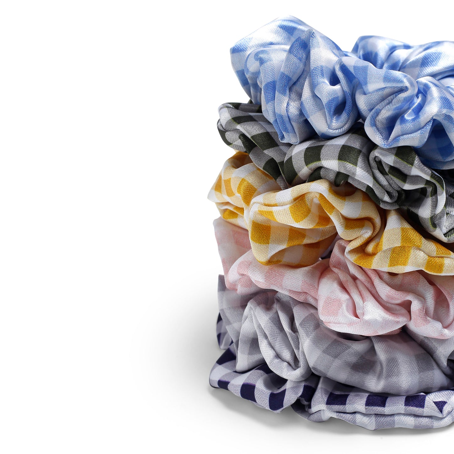 Checkes printed Rubber band printed Scrunchies set of 6 pc