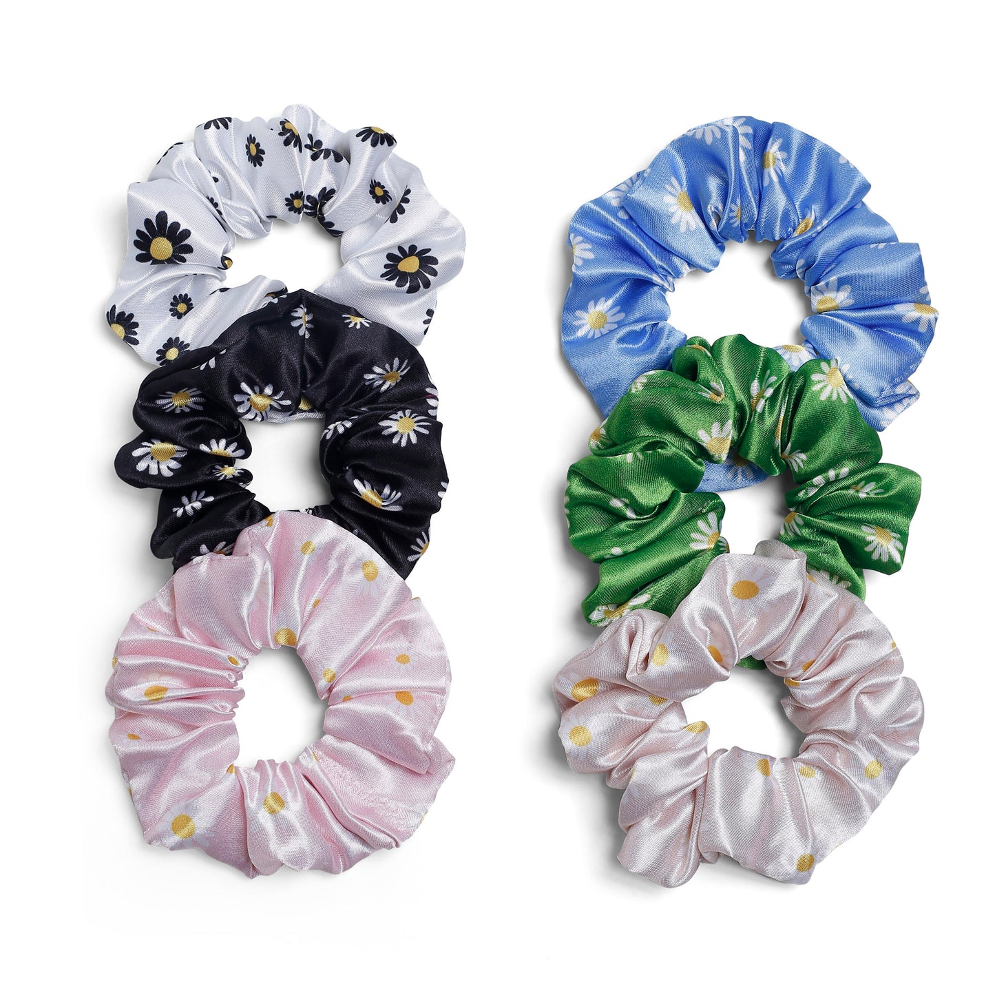 Daisey Flower printed Rubber band printed Scrunchies set of 6 pc