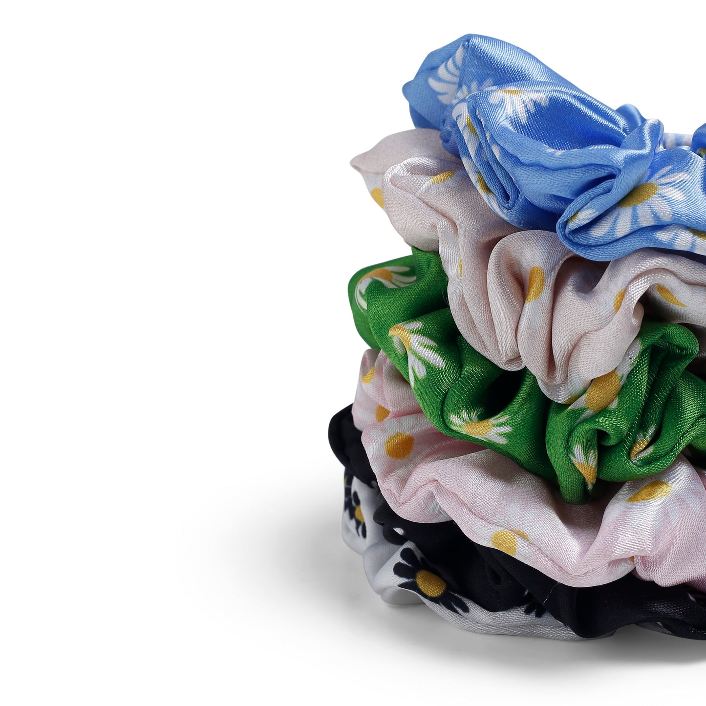 Daisey Flower printed Rubber band printed Scrunchies set of 6 pc