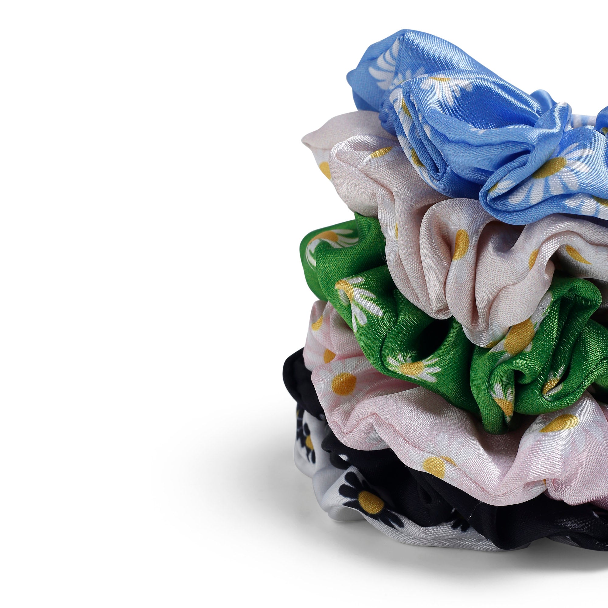 Daisey Flower printed Rubber band printed Scrunchies set of 6 pc