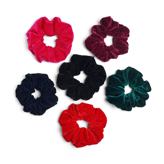 Velvet Plan color Rubber band set of 6 pc Scrunchies