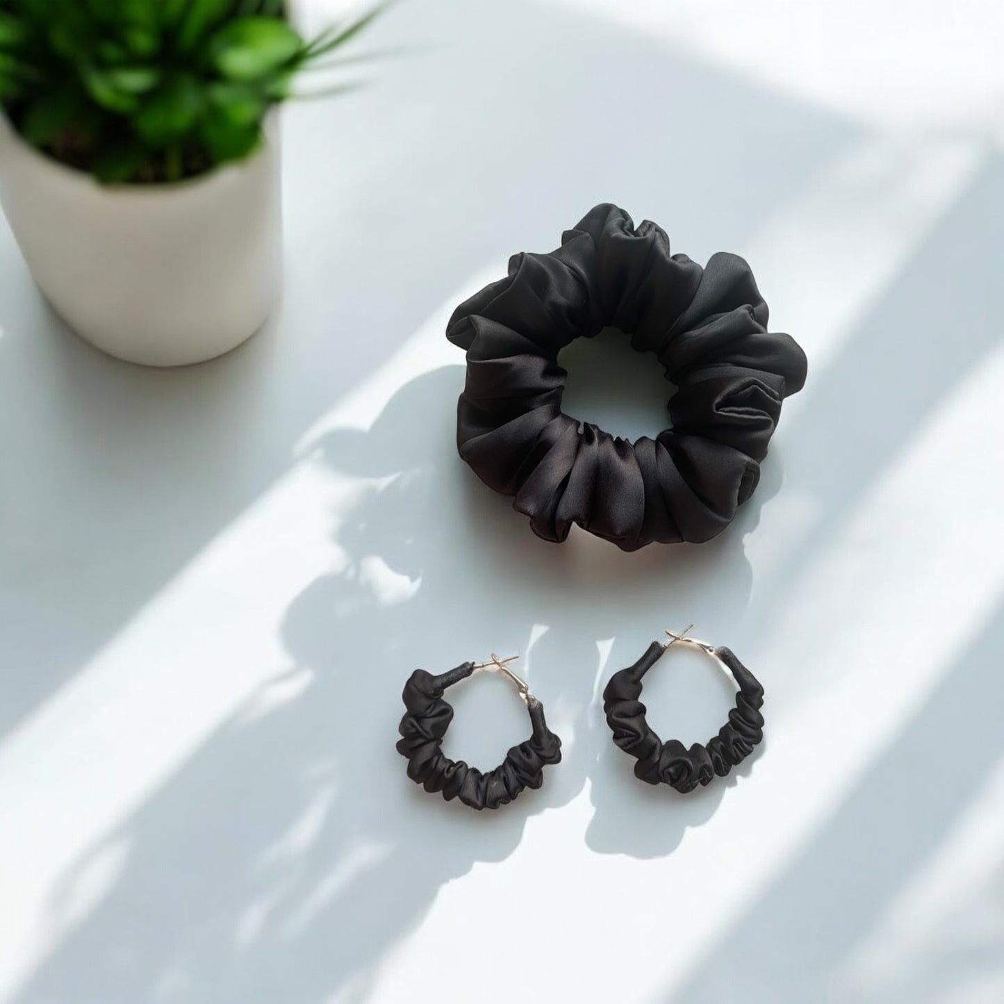 Midnight Velvet Scrunchie Hoop earring set