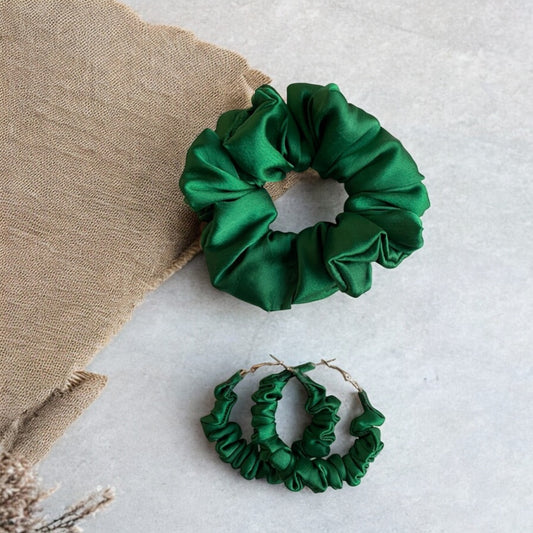 Emerald Scrunchie Hoop earring set