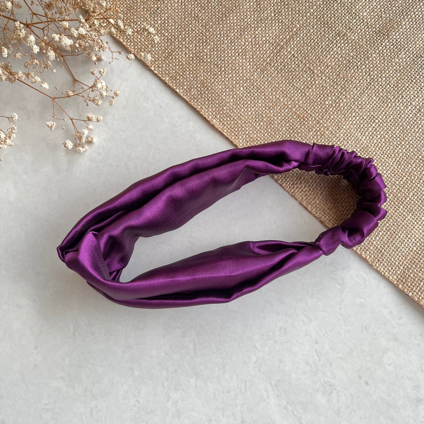 Silk Satin Knot Hairband-Purple