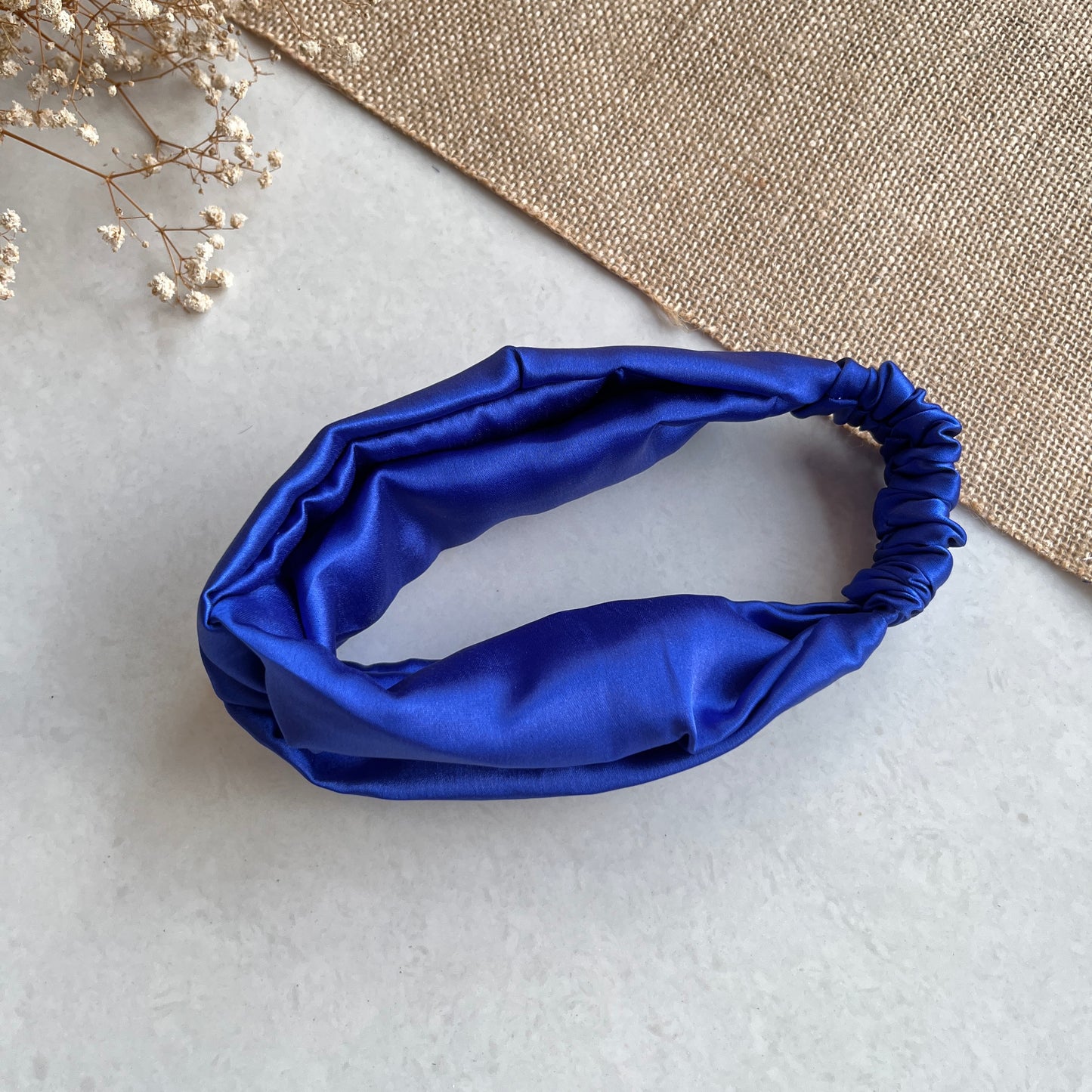 Silk Satin Knot Hairband-Blue