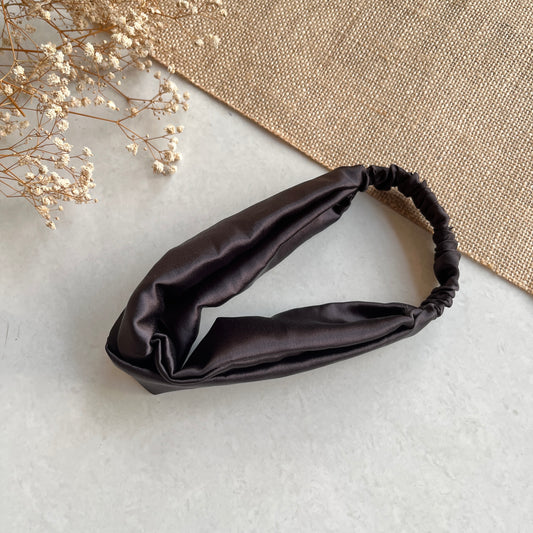 Silk Satin Knot Hairband- Black
