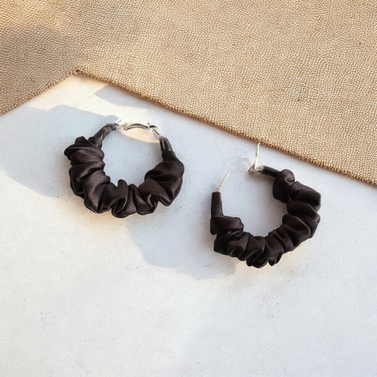 Bold Black Scrunchie Hoop earring