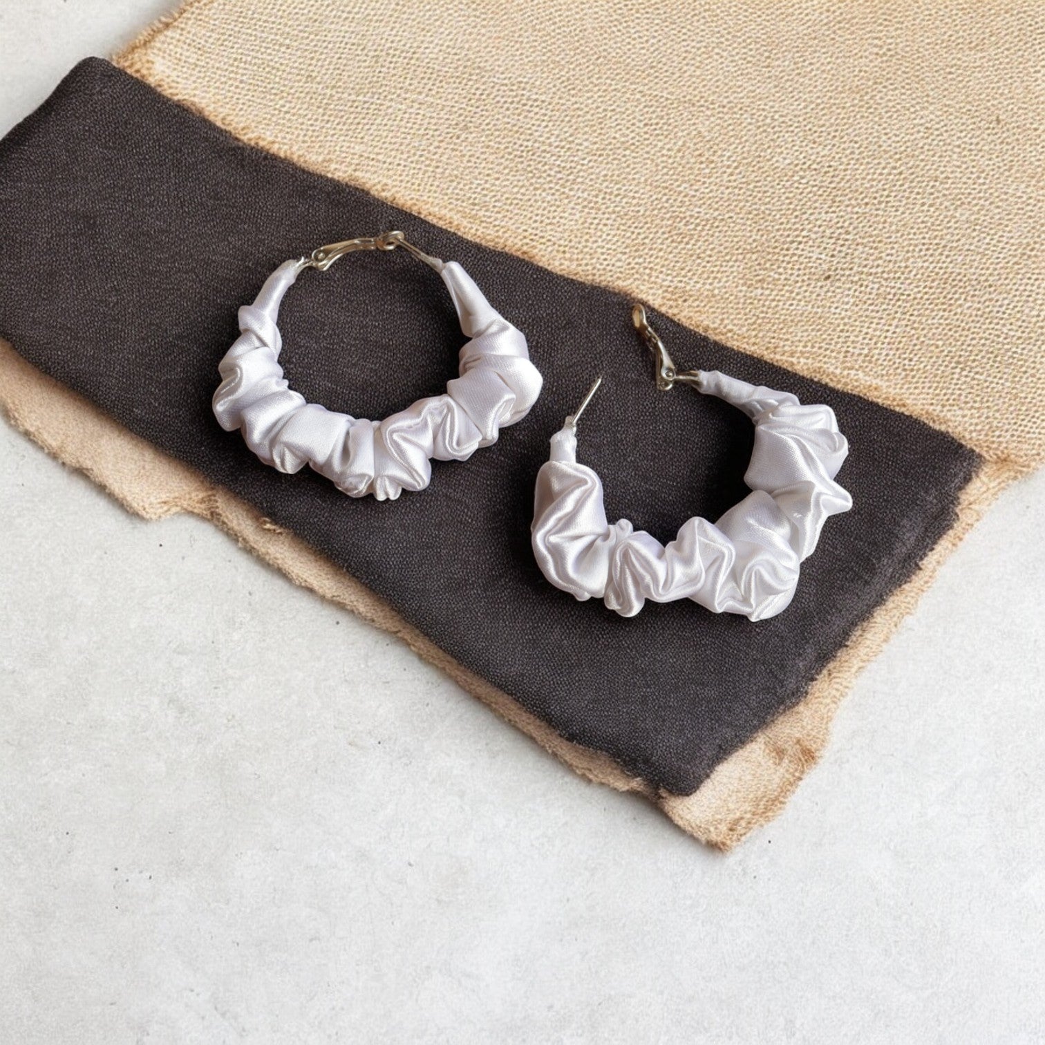 Calm White Scrunchie Hoop earring