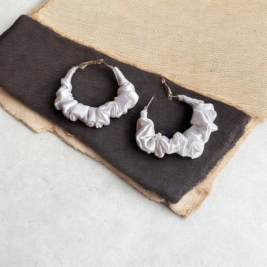 Calm White Scrunchie Hoop earring