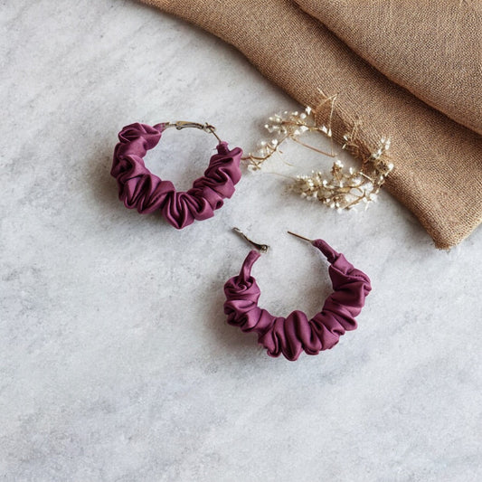 Rose Pink Scrunchie Hoop earring