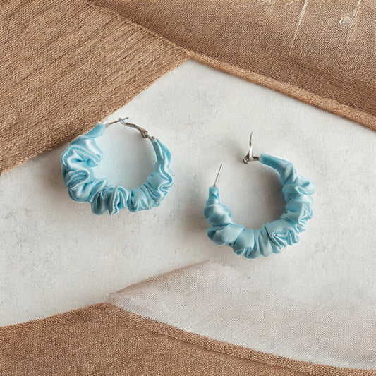 Emerald blue Scrunchie Hoop earring