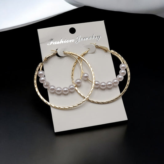 Pearl Double hoop Korean Earrings