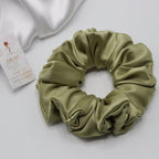 Vora Medium Silk Satin Scrunchie - Green Shade