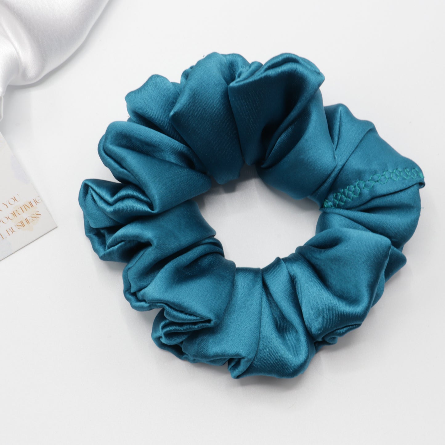 Vora Medium Silk Satin Scrunchie - Blue Shade