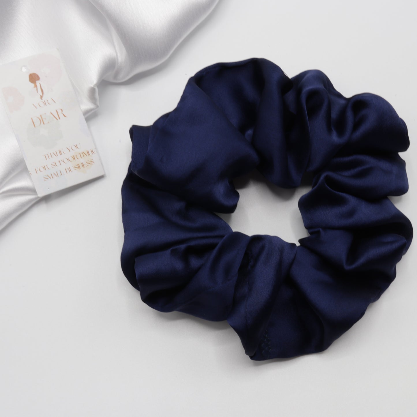 Vora Medium Silk Satin Scrunchie - Blue Shade