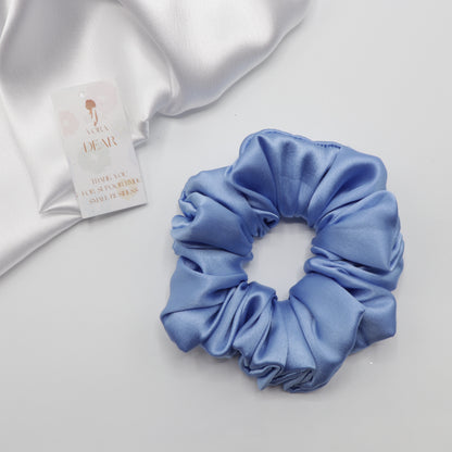 Vora Medium Silk Satin Scrunchie - Blue Shade