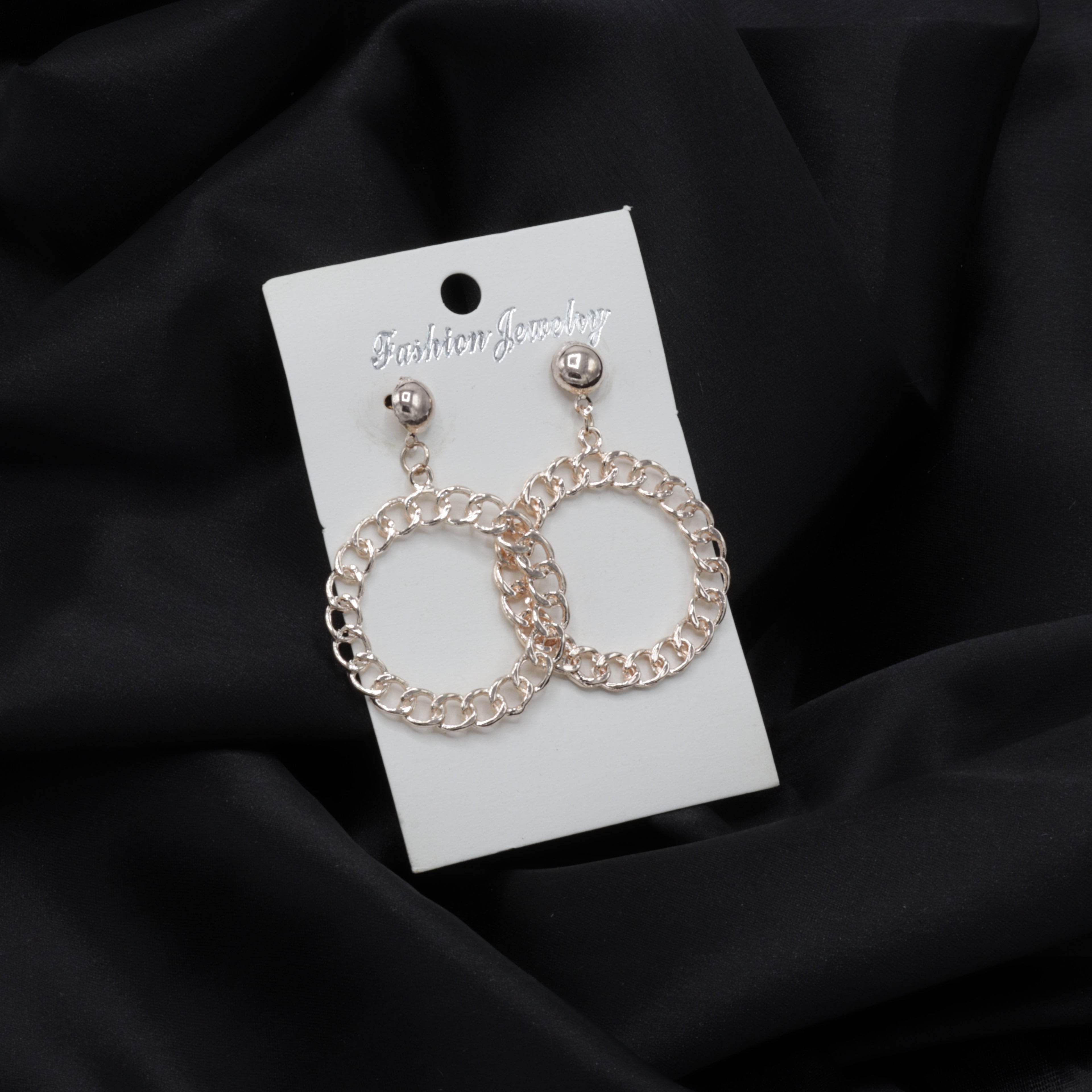 Dangle Drop Korean Vintage Gold Cuban Chain Hoop Drop Earrings