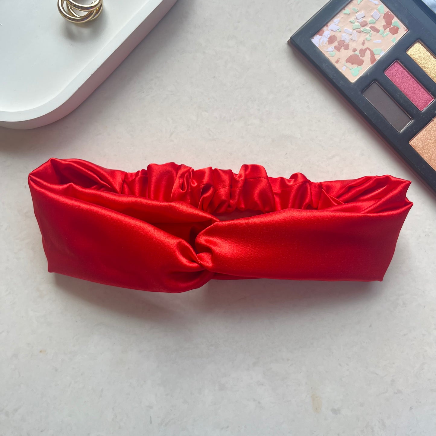 Silk Satin Knot Hairband- Red