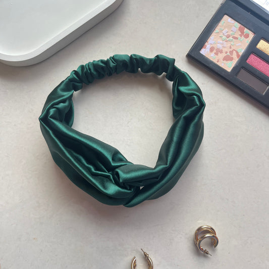 Silk Satin Knot Hairband-Green