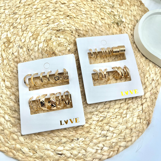 6 Sets of Stylish and Elegant Simple Studed C-shaped Earrings