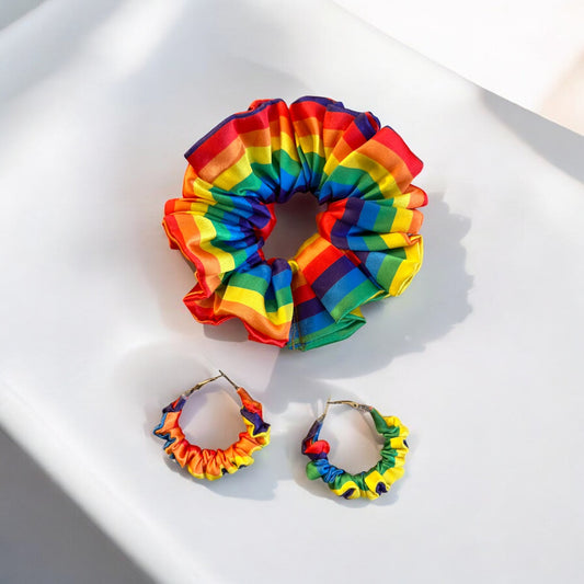 Aurora Charm Scrunchie Hoop earring set