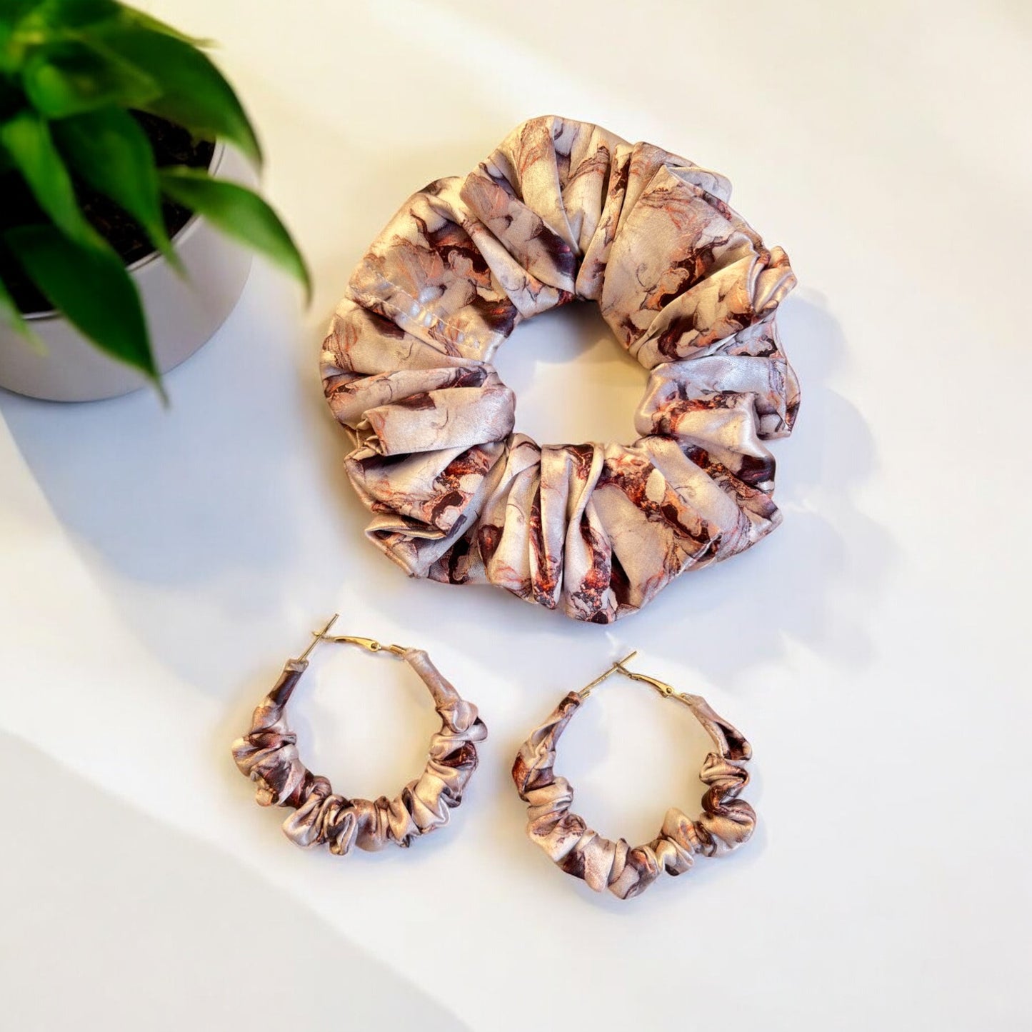 Twilight Arc Scrunchie Hoop earring set
