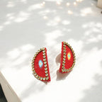 Cotton Fabric Top Half Round Earring