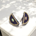 Cotton Fabric Top Half Round Earring