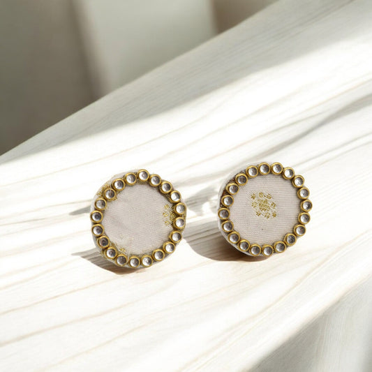 Silk Fabric Top Round Earring