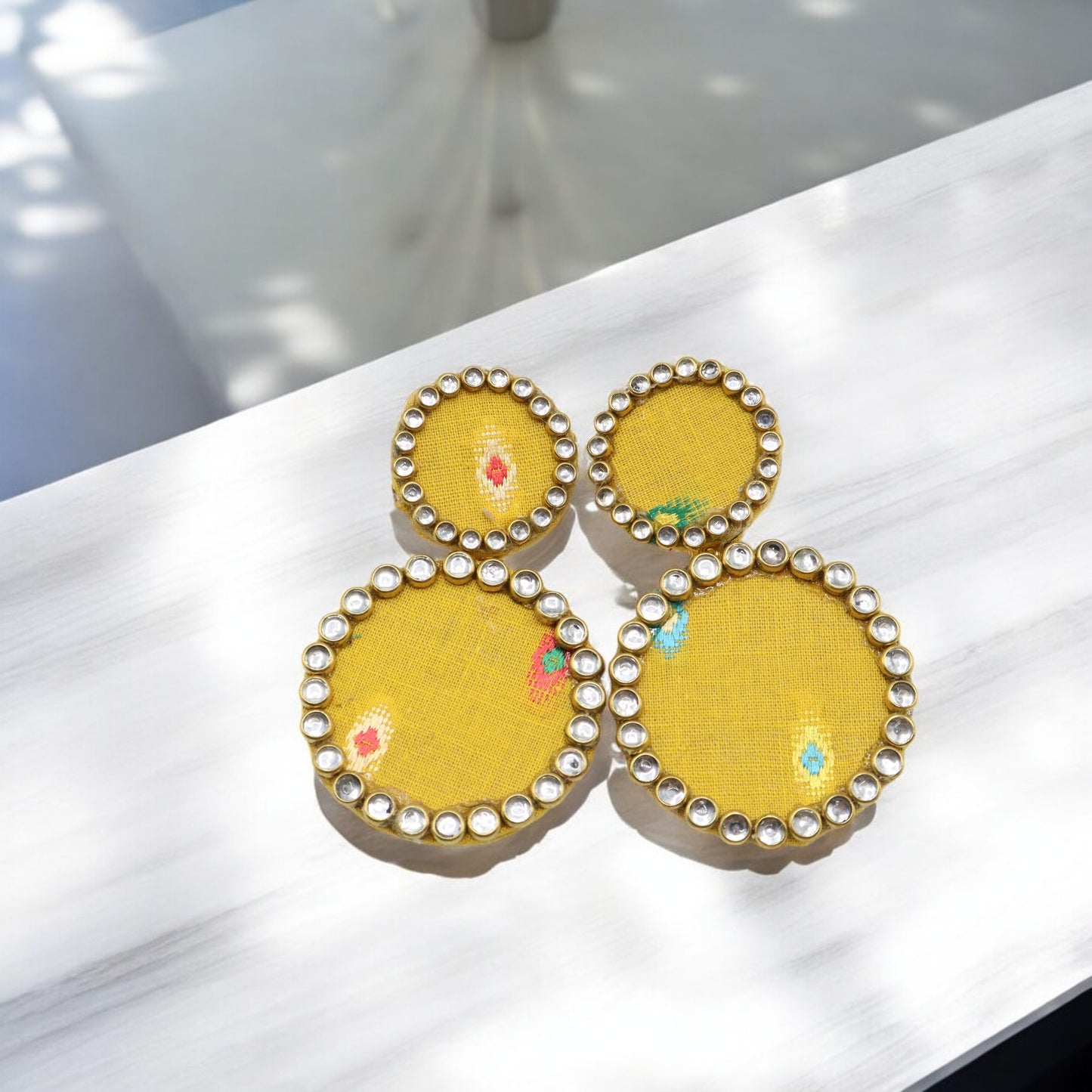 Cotton Fabric Round Earring