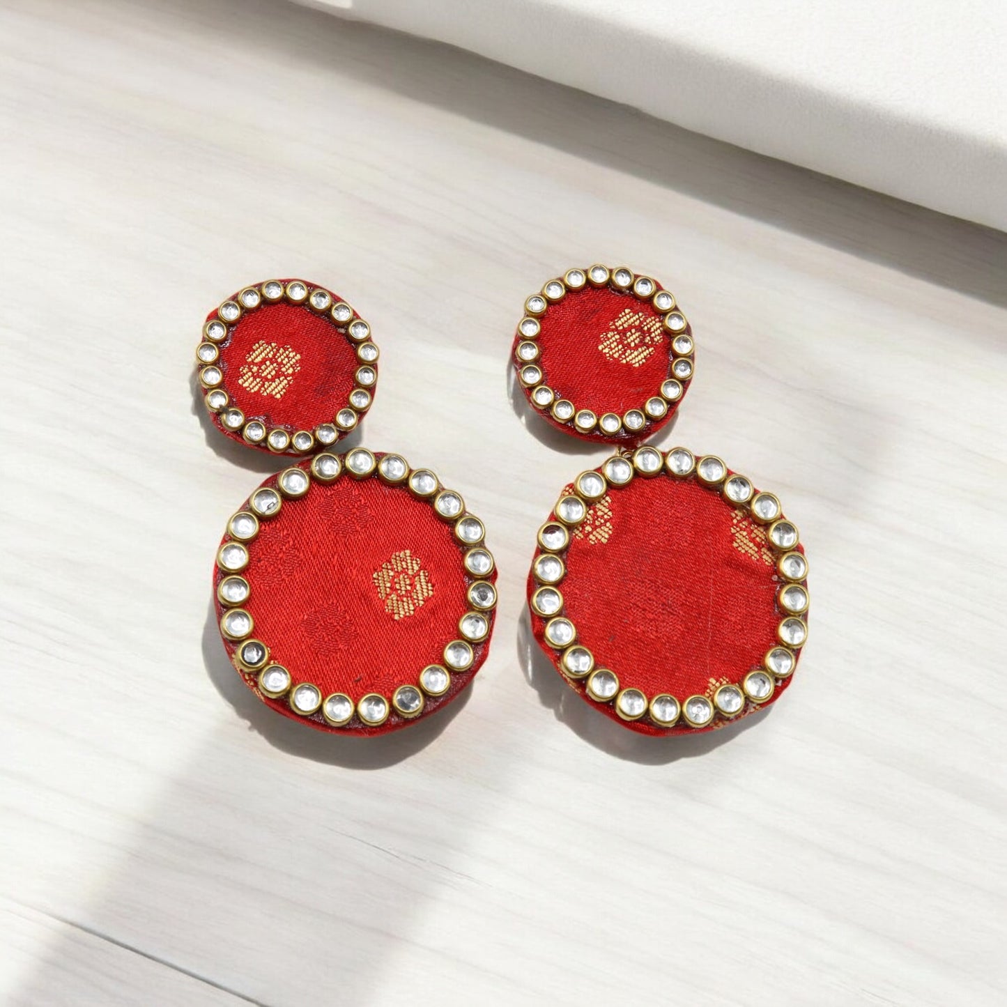 Silk Fabric Top Round Earring
