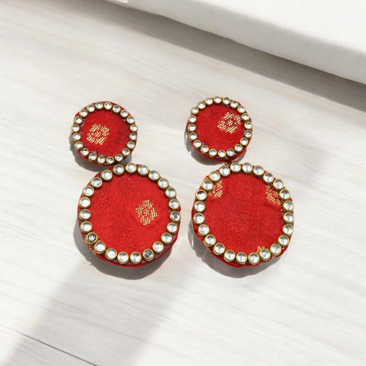 Silk Fabric Top Round Earring