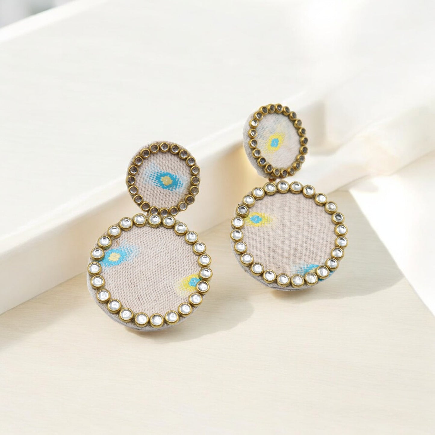Cotton Fabric Round Earring