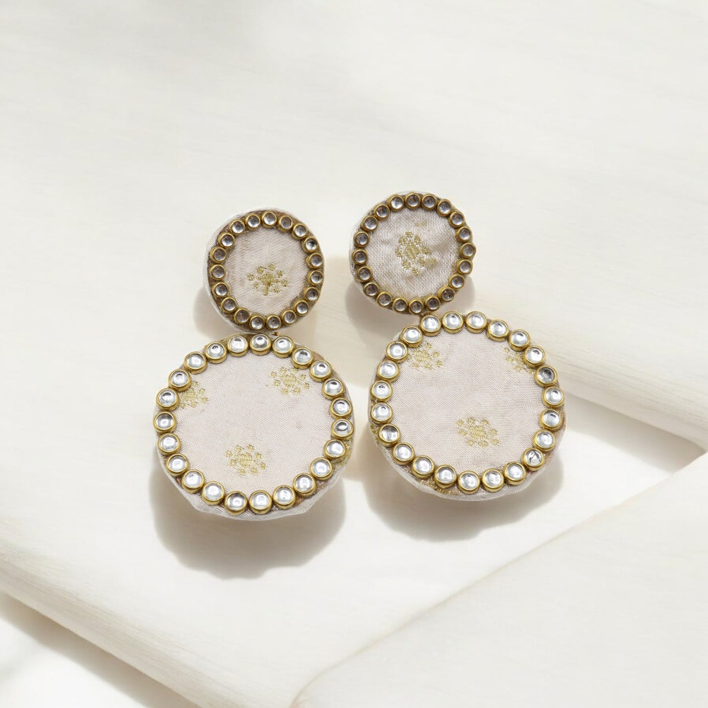 Silk Fabric Top Round Earring