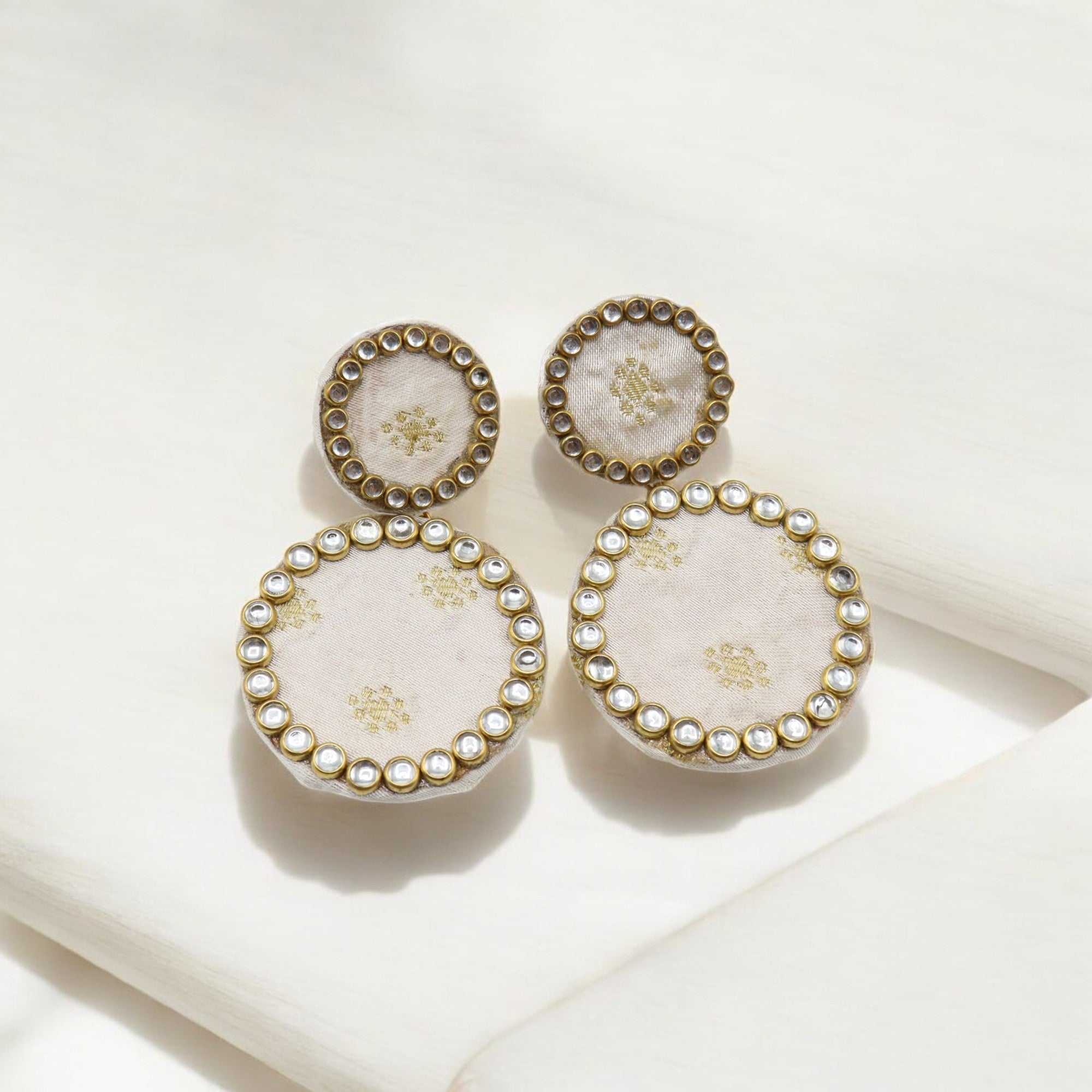 Silk Fabric Top Round Earring