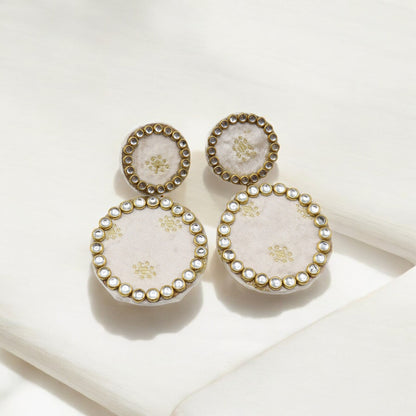 Silk Fabric Top Round Earring