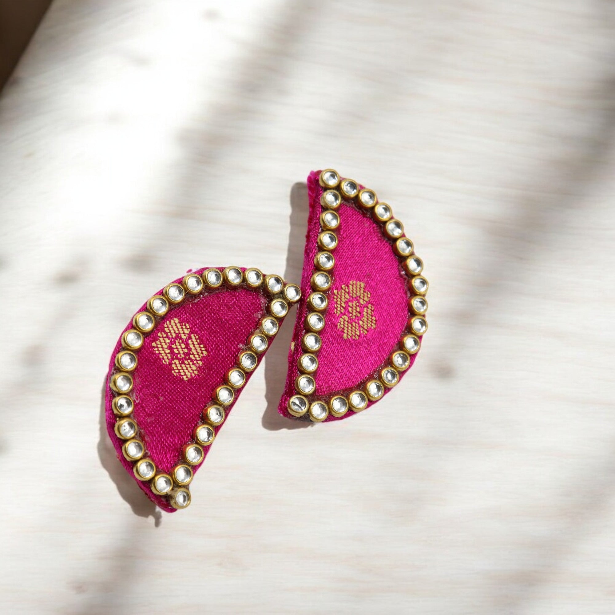 Silk Fabric Top Half Round Earring