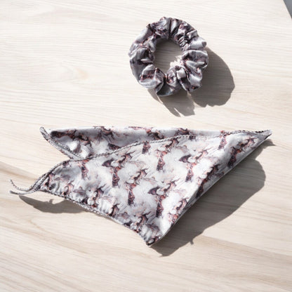 Silk Satin Scarf Scrunchie – Marble