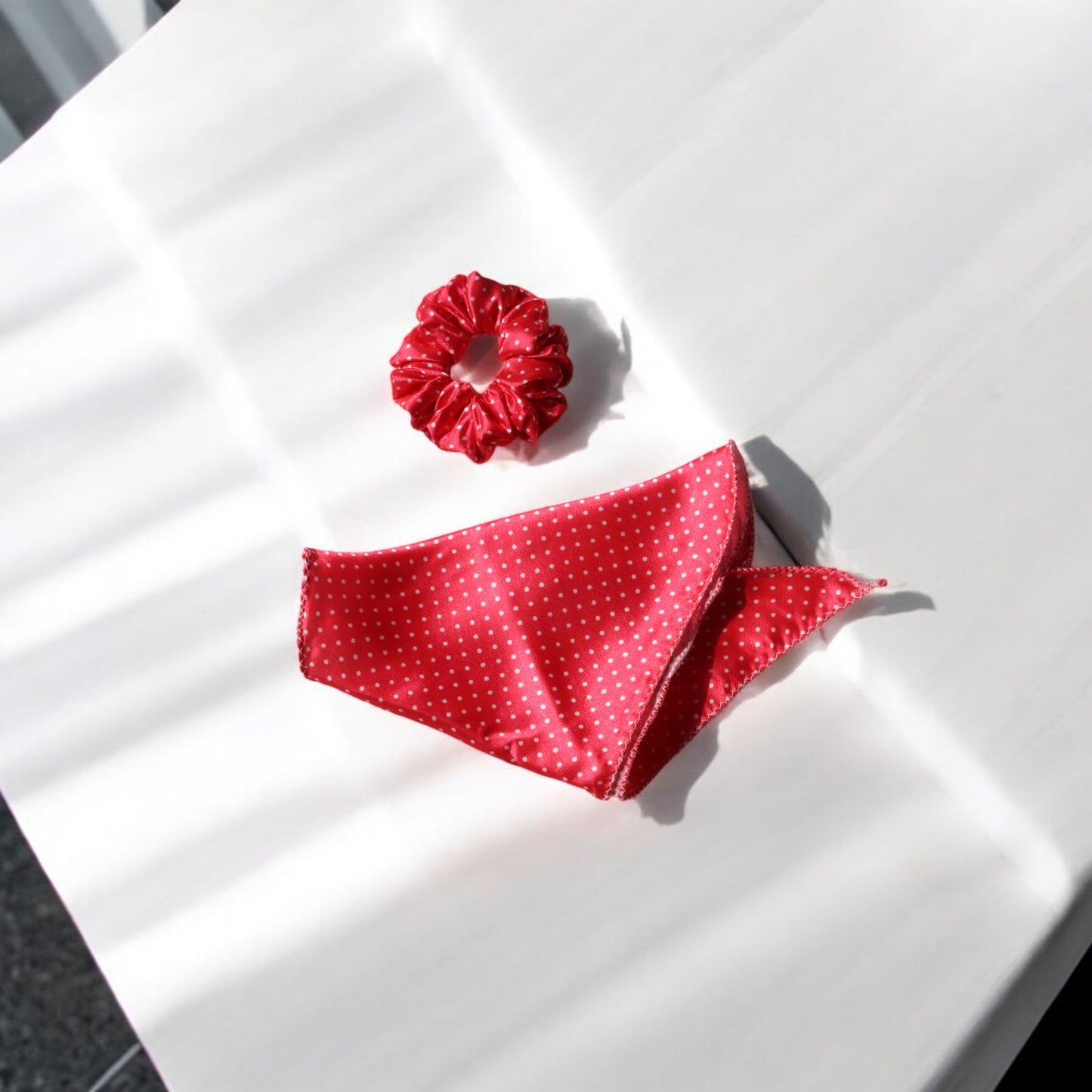 Satin Scarf Scrunchie – Polka Dot