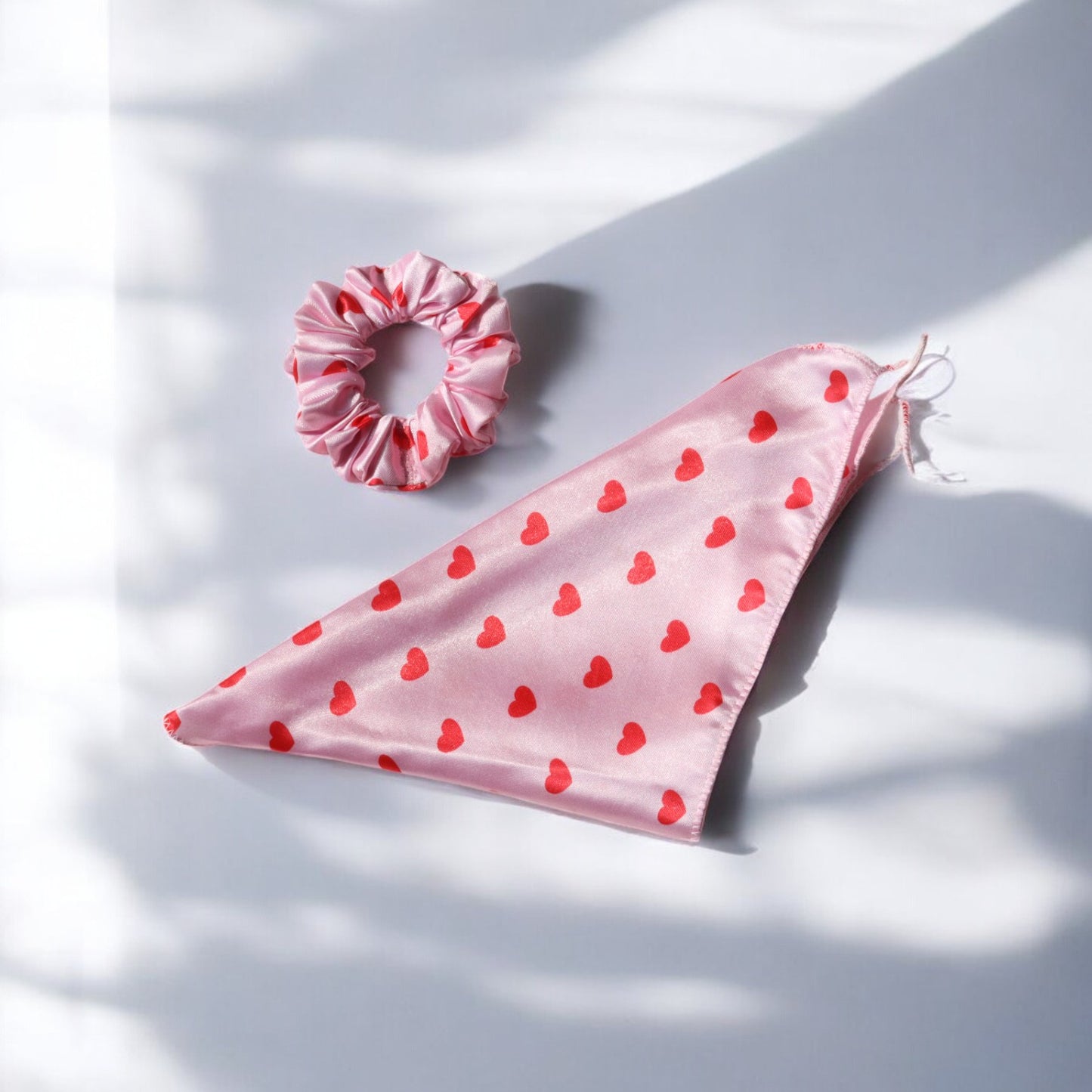 Satin Heart Print scarf Scrunchies