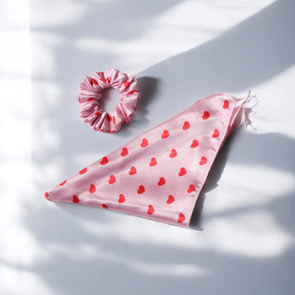 Satin Heart Print scarf Scrunchies