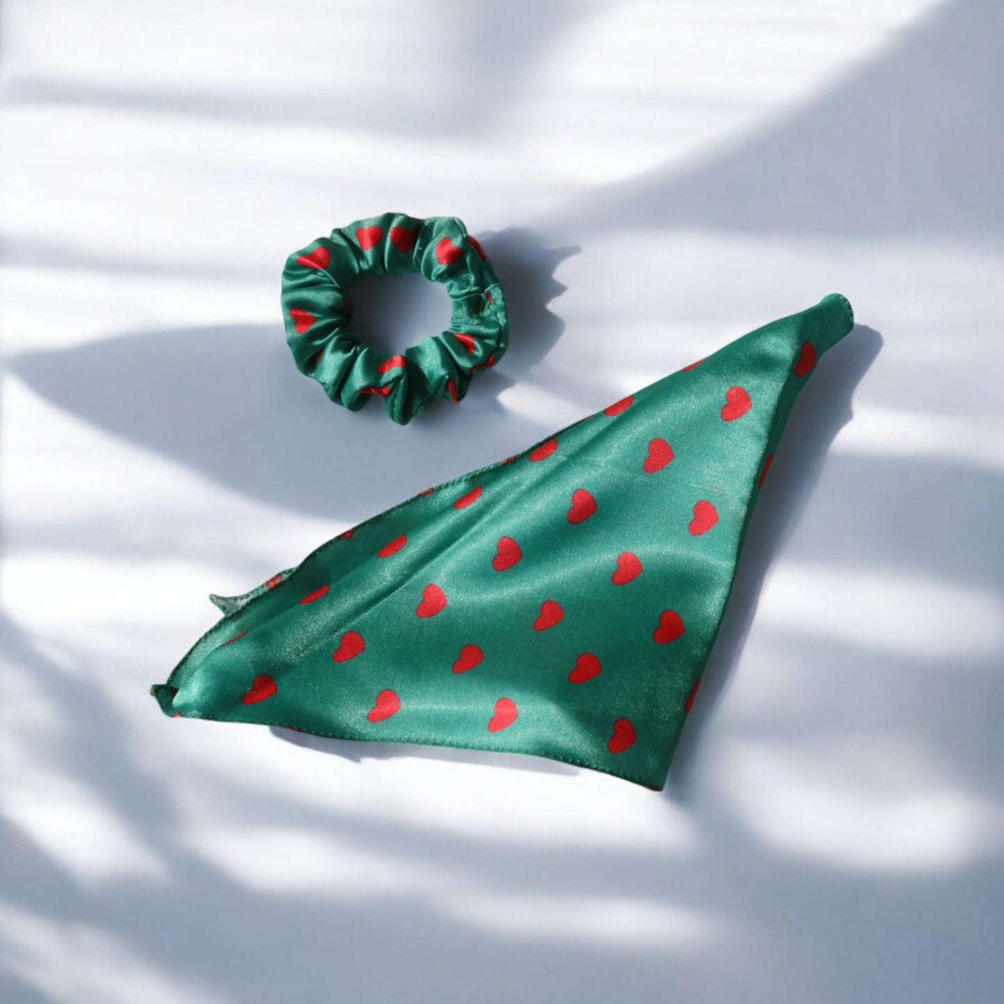 Satin Heart Print scarf Scrunchies
