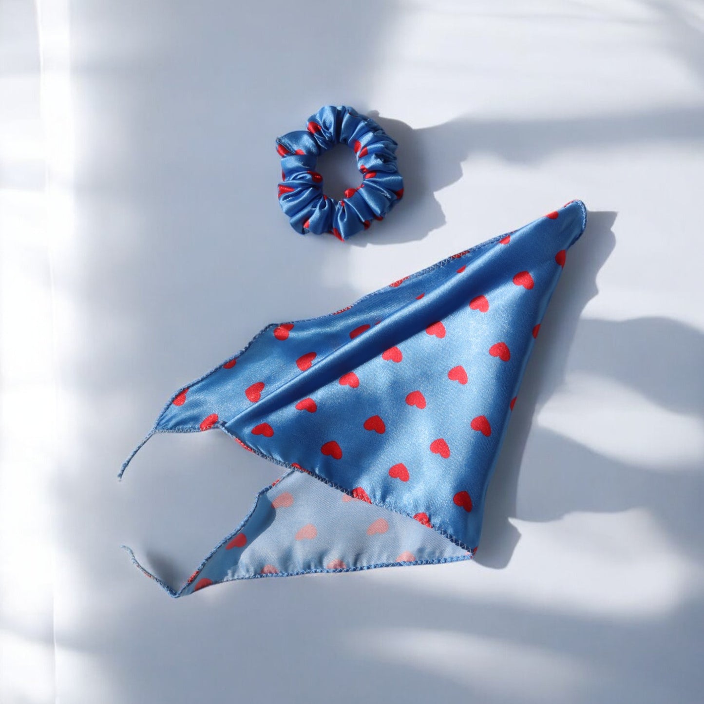Satin Heart Print scarf Scrunchies