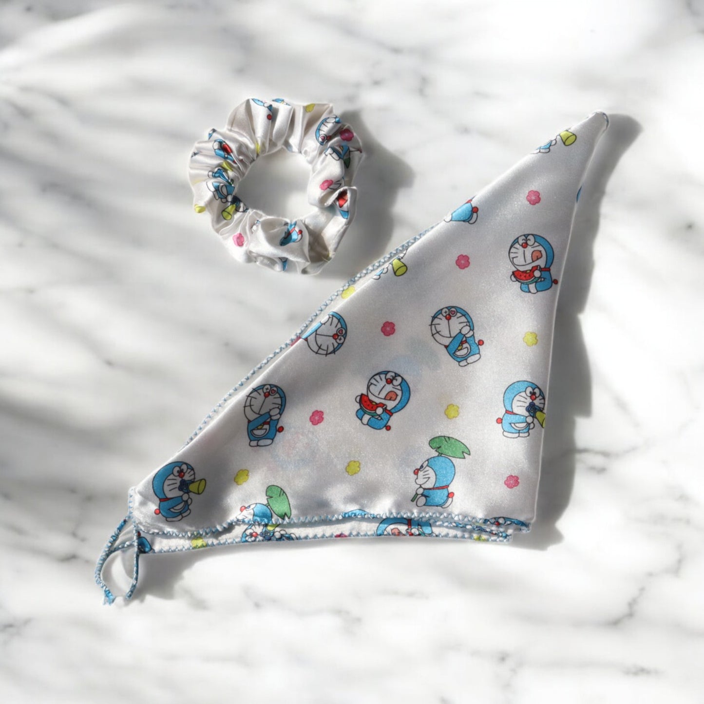 Cartoon-Print Scarf Scrunchie