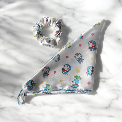 Cartoon-Print Scarf Scrunchie