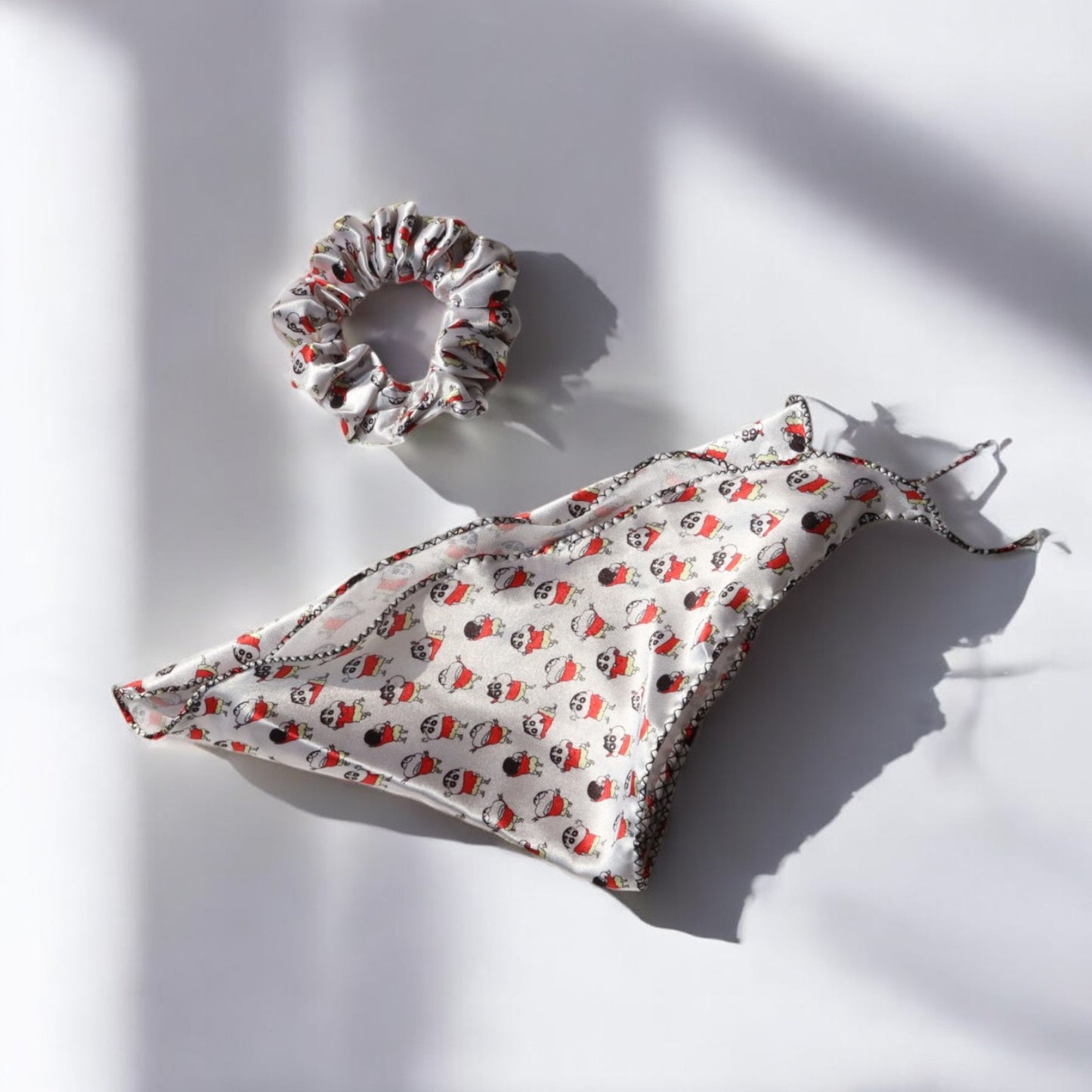 Cartoon-Print Scarf Scrunchie