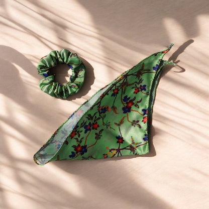Flower-Print Scarf Scrunchie