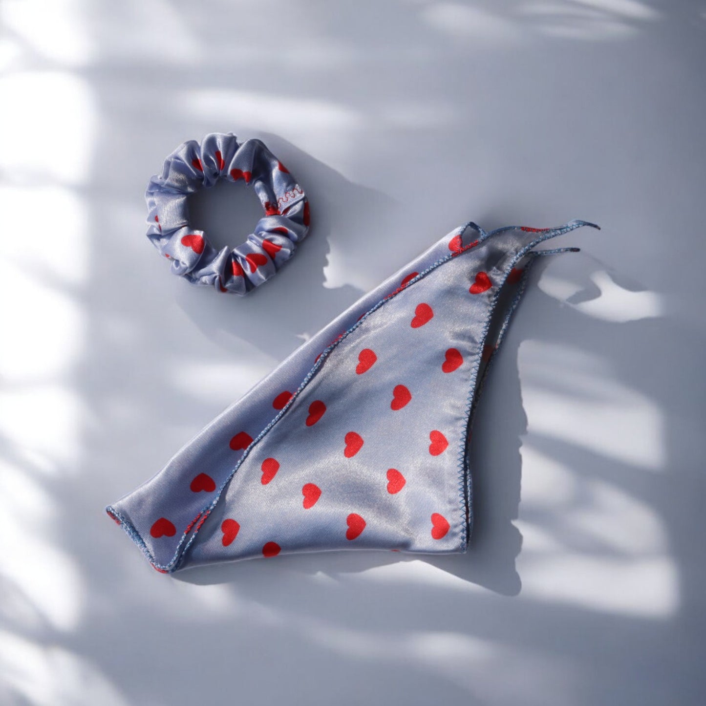 Satin Heart Print scarf Scrunchies